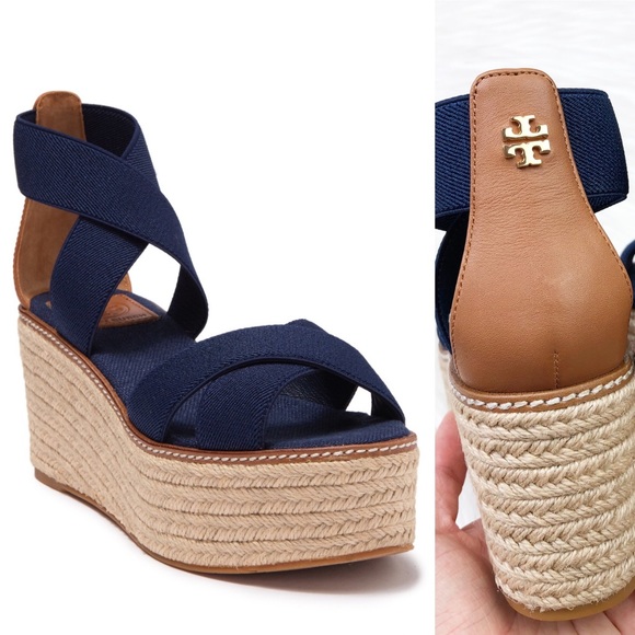Tory Burch Shoes - New Tory Burch Navy Espadrille Platform Sandals